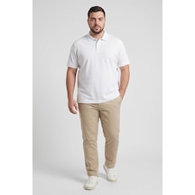 Tommy Life Beyaz Polo Yaka Büyük Beden Battal Erkek T-shirt - 88511