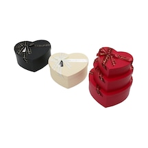 3pcs Kalp Mat Mix Renkli Karton Hediye Kutusu Kurdelalı 22x20-19x17-16x14cm Go53/00906