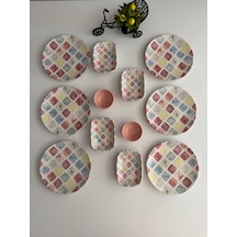 Takım Kahvaltı Colors 12 Parça 6 Kişilik Desenli