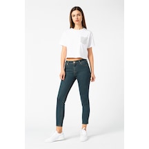 Vigoss Kadın Ön Cep Kesikli Denim Pantolon 23794-70425 Mavi