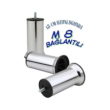 Klc M8 İnce Diş Krom Metal Mobilya Ayağı - Kanepe, Baza, Koltuk Yükseltme Ayağı 15 Cm Krom Krom
