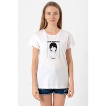 Serial Experiments Anime Lain Poster Beyaz Kadın Bisikletyaka Tshirt Beyaz