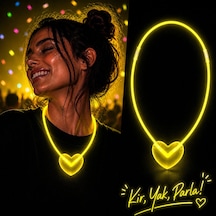Neon Işıklı Fosforlu Kalp Parti Kolyesi Sarı Renk