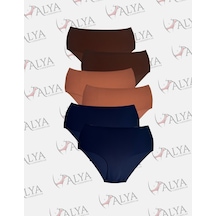 Alya Underwear Kadın Dikişsiz Külot Lazer Kesim Yüksek Bel İz Yapmayan Büyük Beden Hayalet Külot İzbırakmaz 6'lı Paket Kiremit - Kahve - Lacivert