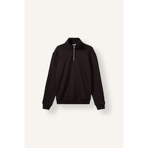 Defacto Regular Fit Dik Yaka Yarım Fermuarlı Basic Sweatshirt X7405az26aubn337 Kahve-bn337