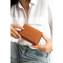 Just Polo Kadın Bol Kartlık Ve Kağıt Para Bölmeli Bölmeli Fermuarlı & Kapaklı Cüzdan Shopper Taba