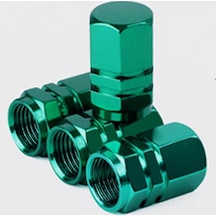 Ranyeek 4 Adet Yeşil Alüminyum Lastik Valf Kapağı - Motosiklet Araba Bisiklet İçin Toz Ve Hava Koruyucu, 10mm Hex, Kauçuk Tıkaçlı