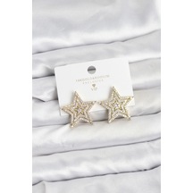 Mey İthalat Gold Renk Pirinç Zirkon Taşlı Yıldız Model Kadın Küpe - Özel Seri Meyeb69403f3406ef185e110f1420 altın