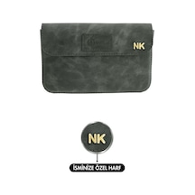 Twingold İsme Özel Çıtçıtlı Küçük El Çantası - %100 Rainbow Deri - Ac14001 - Haki Haki
