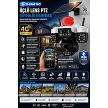 O-kam Okam 8090 Solar Pro 4g Simkartlı Güneş Enerjili 3 Lens Akıllı Güvenlik Kamerası Beyaz - 913353181