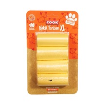 Ayrex Cook Kaka Torbası, Büyük Boy, 4 Rulo X 30 Torba, 120 Adet, Kavun Kokulu, Turuncu