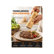 Bambu Ahşap Manuel Baharat Değirmeni Seramik Öğütme Mekanizmalı Karabiber, Kaya Tuzu Ve Taneli Baharat Öğütücü 16 Cm