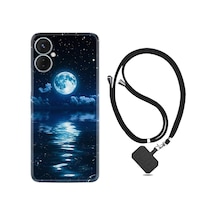 Tecno Spark 9T Kılıf İpli Boyun Askılı Desenli Silikon Night Moon 1133