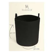 Mavaux El İşçiliği Dokulu Büyük Boy Sepet 40 X 36 Cm Dekoratif Ev Düzeni, Oyuncak Ve Çamaşır Organizer Siyah