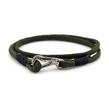 Metal Kancali Haki Yeşil Sarma Paracord Erkek Bileklik Bt415 Çok Renkli