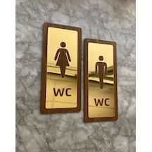 Lux Gold Aynalı Ceviz Mdf Serisi Wc Set Yönlendirme Levhası Kapı