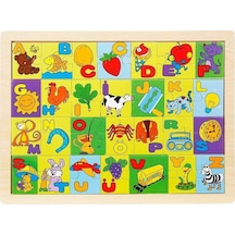 Woody Ahşap Resimli Alfabe Puzzle Eğitici Ve Zeka Geliştiren Oyuncak