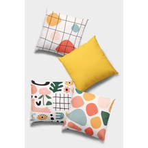 Sarı Modern Çift Taraflı 4'lü Set Kırlent Kılıfı 4kr040n11