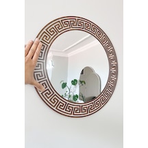 45 Cm Dekoratif Yuvarlak Ayna Modern Desenli 2 Katmanlı Açık Kahverengi