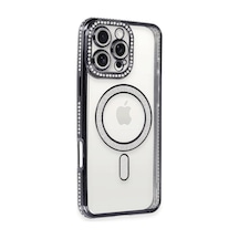 Apple iPhone Uyumlu  16 Pro Max Uyumlu Kılıf Joke Simli Magneticsafe Kılıf - Gri