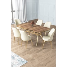Hazar Masa Krem Sandalye Ayaklar Gold