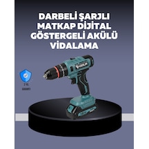 Güçlü Şarjlı Matkap Vidalama Çift Batarya Mavi