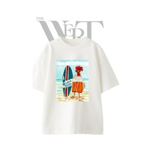 Thewert Sorfcü Horoz Tasarım Baskılı Ünisex Beyaz Oversize T-shirt