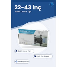 Tv Askı Aparatı Sabit Duvar Tipi 43 İnç 55x109 Cm Çelik Toz Boyal