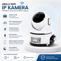 Powermaster Akıllı Ip Kamera 1080p Hd Wifi Bebek Kamerası 2Mp Güvenlik Kamerası Hareket Sensörlü 365 Döner Kamera Çift Yönlü Ses Android İos Uyumlu Bulut Depolama Destekli Ev İçi Kamera