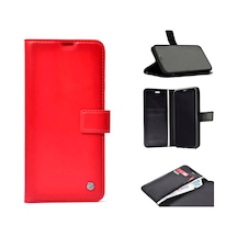 Samsung Galaxy Uyumlu A81 Note 10 Lite - 360 Full Koruma Kapakli Kartlikli Kart Bölmeli Cüzdan Kilif - Kırmızı