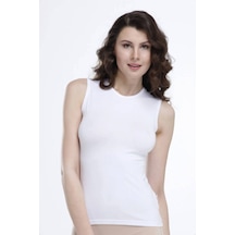 Malabadi 1048 Kadın Modal Kolsuz Sıfır Kol Body & Atlet-beyaz