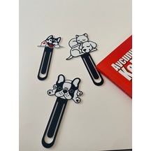 Kedi Köpek Tasarımlı Kitap Ayracı 3 Lü-siyah-beyaz Hediyelik