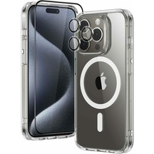 iPhone Uyumlu 15 Pro Max Magsafe Kılıf, Lens Koruyucu Esd Ekran Koruyucu