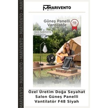 Özel Üretim Doğa Seyahat Salon Güneş Panelli Vantilatör F48 Siyah