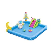 Bestway 53126 - Kaydıraklı, Aksesuarlı Astronot Figürlü Lunapark Şişme Eğlence Havuzu 228x206x84cm Mavi