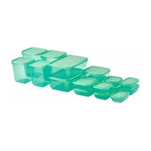 Pruta Saklama Kabı Set, Gıda Maddeleri İçin, Şeffaf, Mikrodalga Fırına Uygun, Yeşil, 17 Kutu 7009