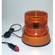 Tas -061 12v-24v Çakar Flaş Tepe Lambası Mıknatıslı Çakmak Fişli Ledli Turuncu Uyumlu