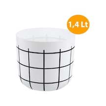 Omnipazar Krs-211 Dekoratif Karo Desenli Saksı 1.4 Litre No 1 Beyaz