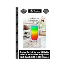 Delux Serisi Kamp Aktivite Bahçe Bluetooth Hoparlör Rgb Işıklı Bts-1953 Beyaz