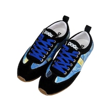 Kadın Vegan Deri Mavi Sneakers - Vincent Van Gogh The Starry Night Tasarım Çok Renkli
