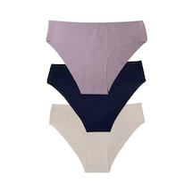 Kadın 3'lü Dikişsiz Lazer Kesim Iz Yapmaz Likralı Bikini Slip Külot Açık Beyaz