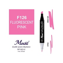 Çift Uçlu Marker Grafik Çizim Kalemi 126 Floresan Pembe