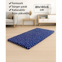 Sünger Yatak 80x180x6 Cm, Yer Yatağı,yer Minderi,şantiye,karavan,deprem Yatağı-lacivert Yıldız