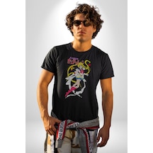 Sailor Moon Anime Usagi Tsukino Unisex Unisex Siyah Organik Baskılı T-shirt Penye Yüksek Kalite Siyah