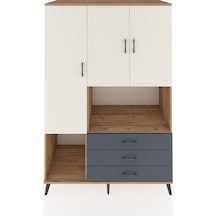 Kronos Dolap 6 Raflı 3 Çekmeceli 3 Kapaklı 132x59x195 Çam-aytaşı/antrasit Aytası/antrasıt