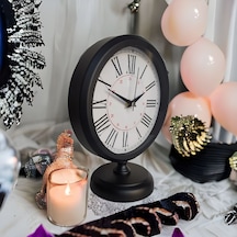 Siyah Renkli Metal Ofis Salon Otel Masa Saati 25*20 cm R9 Siyah