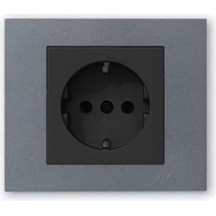 Ovivo Grano Metalik Topraklı Priz Siyah + Füme Çerçeve