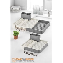 Zenvac Açılır-kapanır Bulaşıklık - Bulaşık Durulama Sepeti Tabaklık Bulaşık Kurutmalık Gri Zenvac29 Renkli