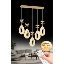 Damla Model 5"li Gold Kumandalı 3 Renk Modu Yemek Masası Oturma Çocuk Yatak Odası Modern Ledli Avize Altın