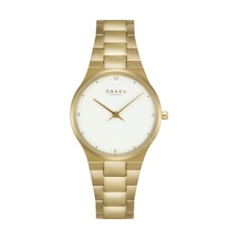 Obaku Denmark V305lxgwsg Quartz Çelik Altın Rengi Beyaz Kadran Safir Cam 32 Mm Kadın Kol Saati Altın